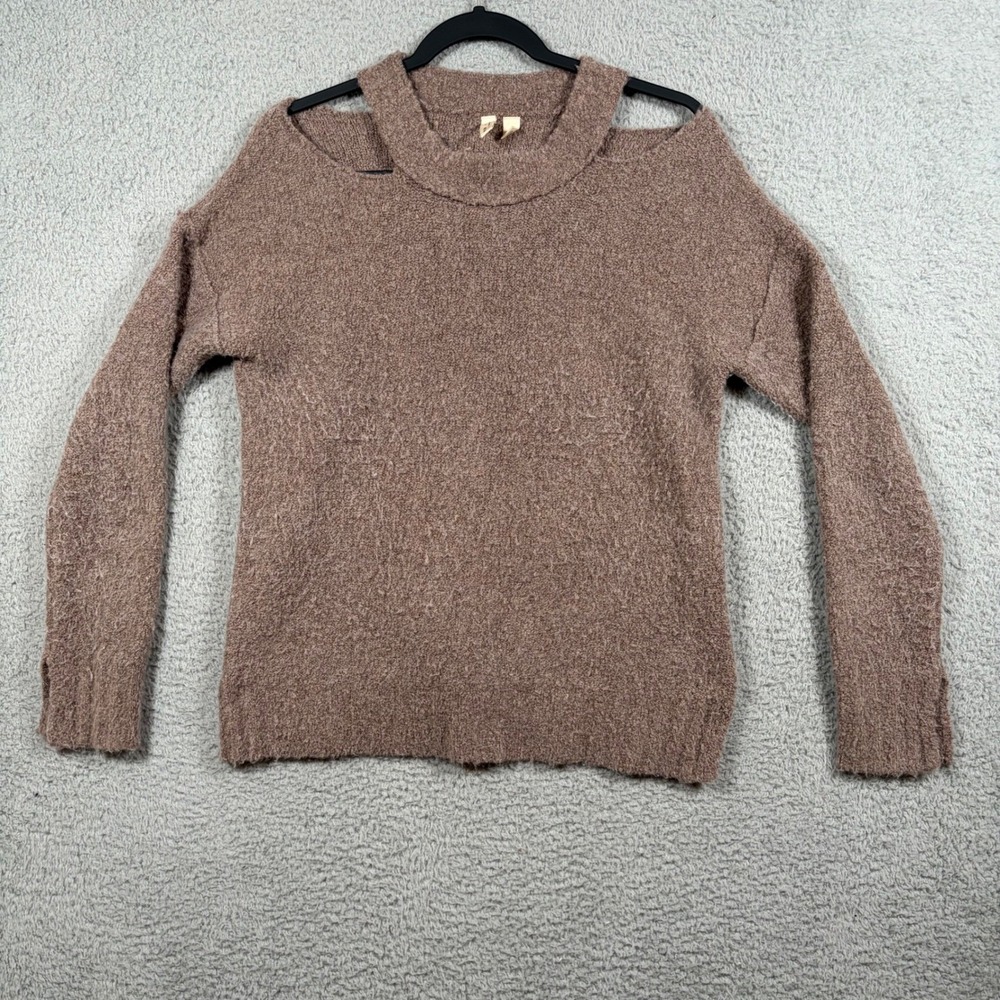 Moth by Anthropologie Sweater Cold Shoulder Brown Women S Cozy Wool Alpaca Blend